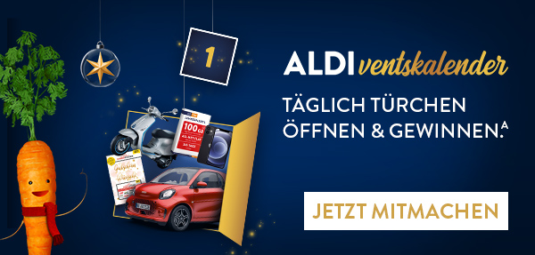 Verschiedene Gewinne aus dem ALDIventskalender inkl. Kai Karotte sind abgebildet. 