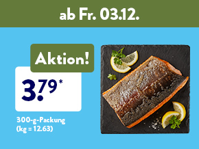 Frische Qualität, zum Beispiel Lachsforellenfilet für 3.79*, 300-g-Packung (kg = 12.63) ab Fr. 03.12.