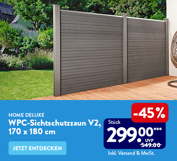 WPC-Sichtschutzzaun V2, 170 x 180 cm