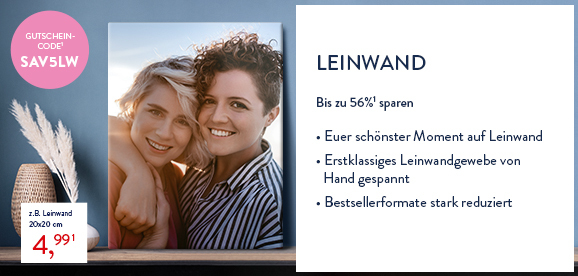 Leinwand, bis zu 56 % sparen mit dem Gutscheindcode SAV5LW