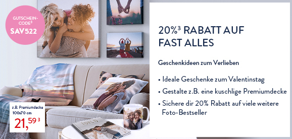20 % Rabatt auf fast alles, z. B: Premiumdecke. 