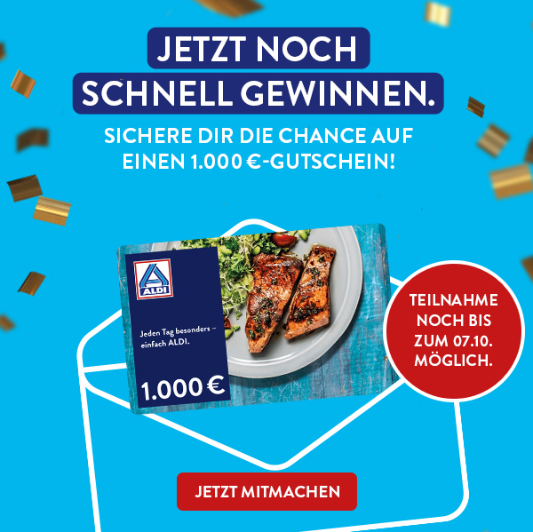 Jetzt noch schnell gewinnen. Sichere dir die Chance auf einen 1.000 €-Gutschein. Jetzt mitmachen.