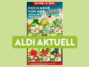 Titelblatt FOOD des Online Prospekt ALDI AKTUELL mit den Angeboten ab Mo. 15.08.