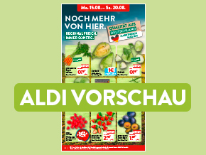 Titelblatt FOOD des Online Prospekt ALDI VORSCHAU mit den Angeboten ab Mo. 15.08.