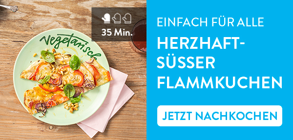 Einfach für alle. Herzhaft süßer Flammkuchen. Jetzt nachkochen.
